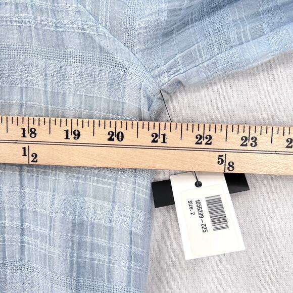 SKIN WORLDWIDE Textured Cotton Gauze Pajama Top Womens 2 Medium Light Blue NEW - Picture 15 of 16